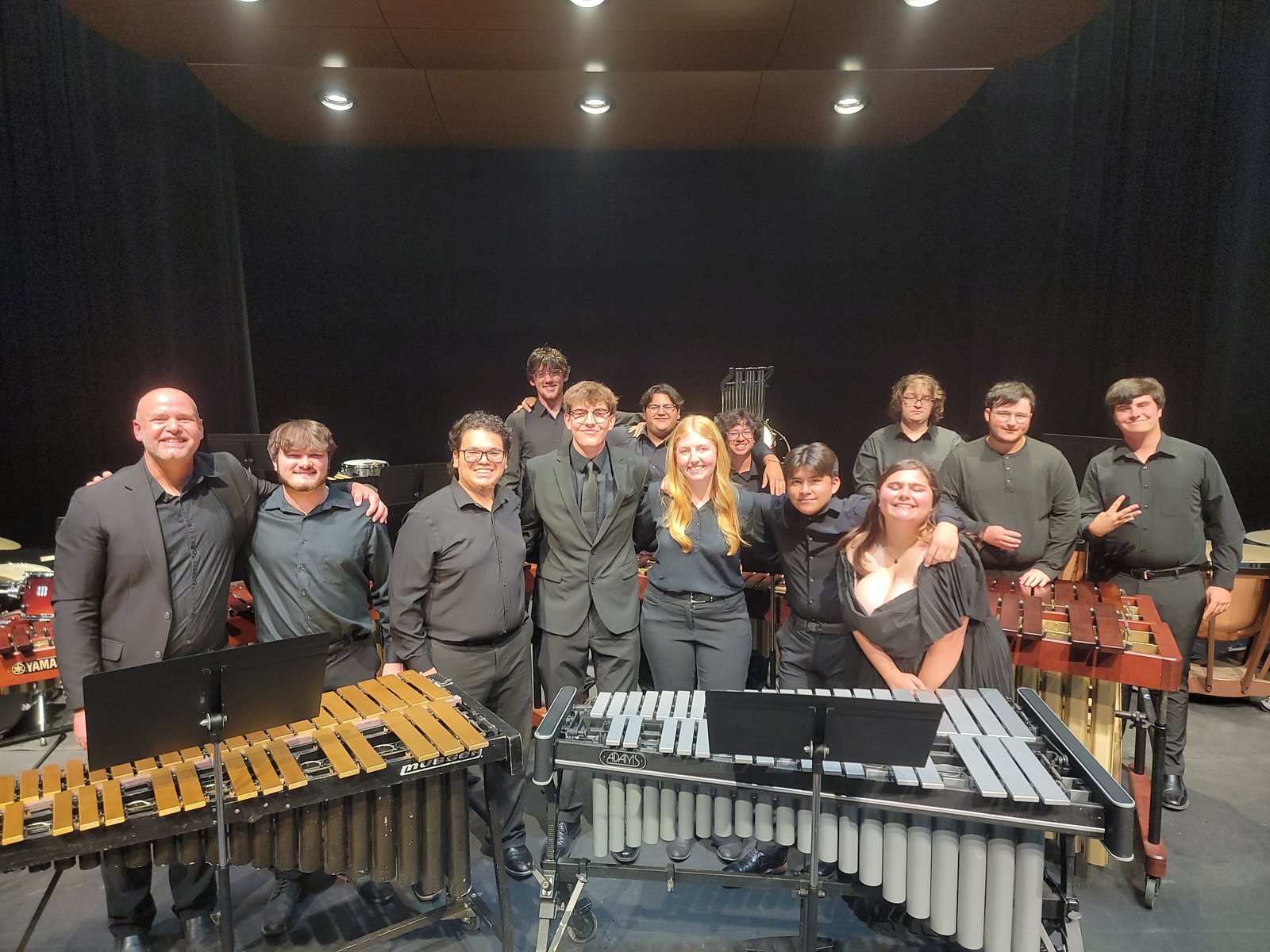 The ASU Percussion Ensemble with Dr. Shuey after the Glimmer concert, November 2025